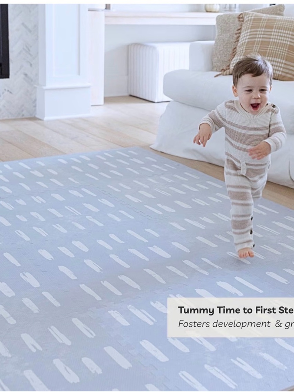 Non-Branded Light Blue Patterned Foam Play Mat for Home